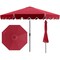 Costway 10 FT Patio Umbrella with Crank Tilt Adjustment Ruffles Vented Top 8 Ribs Beige/Brown/Gray/Blue/Red